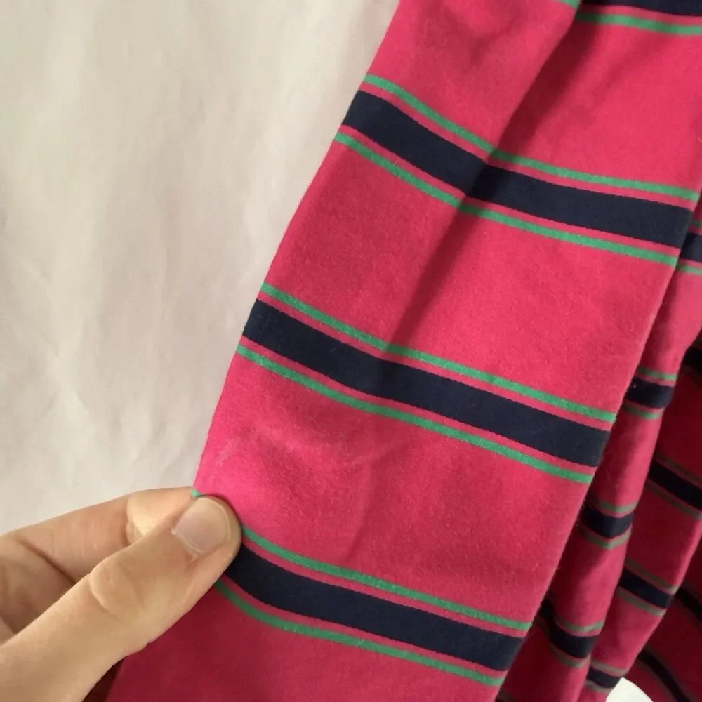 Ralph Lauren Formal Dress Girls 6X Pink Navy Blue Striped Pleated Ribbon Tie